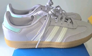 Adidas Samba OG C IE8847 Size 1Y Silver Dawn Aqua- RARE NEW W/ BOX - Picture 1 of 19