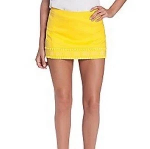 Guess by Marciano Yellow Mini Skirt Size 8 Faceted Trim 91% Poly Stretch - Bild 1 von 9