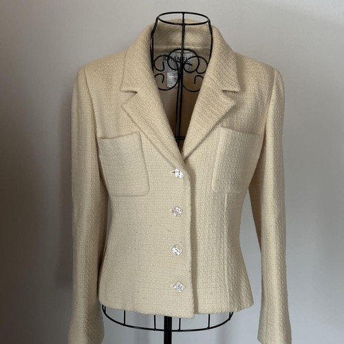 CHANEL Giacca Donna Lana Misto Cashmere Tweed 38