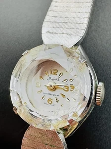 Reloj de cuerda mecánico suizo Sheffield vintage en funcionamiento prisma cristal facetado D3 - Imagen 1 de 5