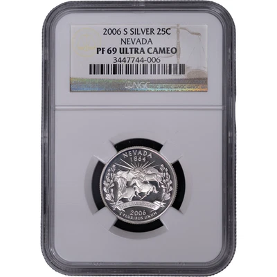 2006-S Silver Nevada State Quarter - Proof ~ NGC PF 69 ULTRA CAMEO - Image 1 of 2