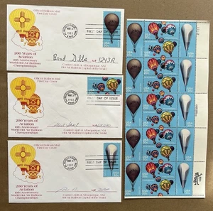 1983 Hot Air Ballooning Stamp Sheet + 3 FDC Covers – 200 Years of Aviation - Picture 1 of 18