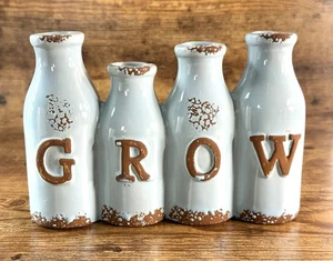Juego de jarrones de cerámica azul claro 'GROW' rústica granja 4 botellas envejecidas - Imagen 1 de 9