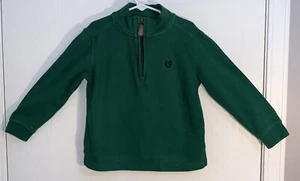 Chaps Little Boy’s Sz 5 Top Long Sleeve Green Front Half Zipper Blue Logo Cotton - Picture 1 of 10