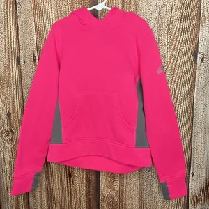 Adidas Girl’s Climawarm Hoodie Pullover Pink Fleece Lined Youth Size Small 7/8 - Picture 1 of 6