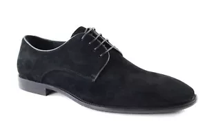 Mens Zasel Hercules Black Suede Leather Lace Up Shoes - Picture 1 of 5