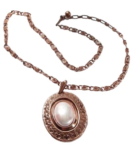 Kupfer Kunstperlen Anhänger Kette Halskette - Bild 1 von 5