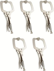 [5 Pack] 11" Swivel Pad Locking C-Clamp Locking Pliers, Professional Grade - Picture 1 of 2