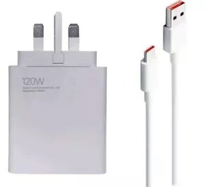 For Xiaomi 120W Ultra Fast Charger UK Plug With USB-C 6A Cable MDY-13-EF NEW - Picture 1 of 4