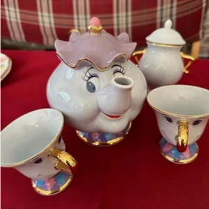 Disney La Bella e la Bestia Teiera Ceramica Tazza Pentole Patatine Teiera Tazza 4pz/Set - Foto 1 di 20