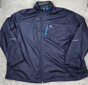 VINTAGE 90s Starter Windbreaker Jacket Mens XXXL Navy Blue Pockets Full Zip Mesh - Picture 1 of 12