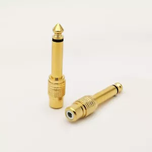 2 Female RCA to Male 1/4 Quarter Inch Mono Audio Adapter for Headphone Plug - Picture 1 of 1