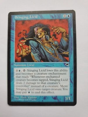 MTG Magic The Gathering Card Stinging Licid Summon Licid Blue Tempest 1997 - Image 1 of 2