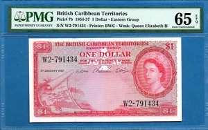 British Caribbean Territories, 1 Dollar, 1957, Gem UNC-PMG65EPQ, P7b - Picture 1 of 2