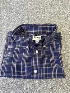 Ping Collection Button Up Long Sleeve Collared Shirt Men’s Size XL Plaid Blue - Picture 1 of 8