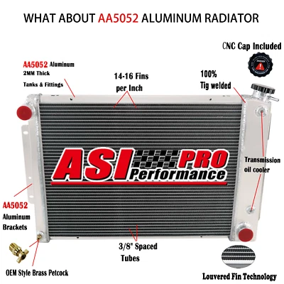 4 Row Aluminum Radiator For 1967 1968 1969 Chevy Camaro Pontiac Firebird AT Foto 1 de 4