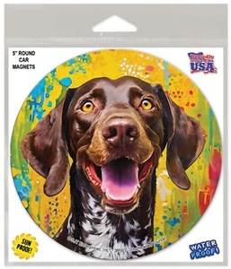 Puntatore tedesco a pelo corto magnete auto Happy Dog 5x5" - Foto 1 di 1