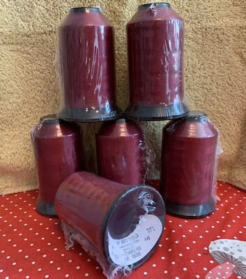 Coats Emb Thread Lubed Polyester Cherokee Red   NEW Lot Of 6 See Label For Info - Image 1 of 4