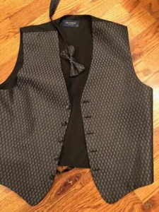 Charcoal Grey Candlelite FULLBACK tuxedo vest/longtie MEDIUM PROM/WEDDING - Picture 1 of 1