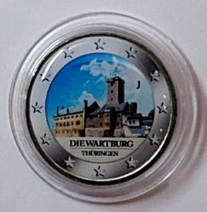 2 Euro Münze Wartburg Thüringen bei Eisenach farbig kalt emailliert stgl - Bild 1 von 2
