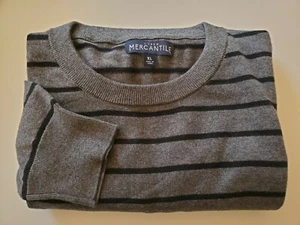J-Crew Merchantile Men's 100% Cotton stripped gray /black  sweater XL A35* - Picture 1 of 6