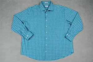 Peter Millar Shirt Herren XXL blau kariert geknöpft Tischdecke Muster Langarm - Bild 1 von 11