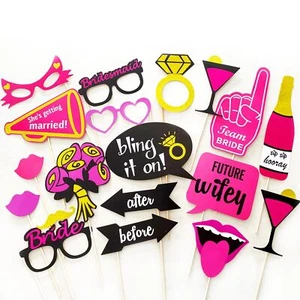 Bridal Wedding Photo Booth Props 20pcs Gold Bling Selfie Props Bridal Shower - Picture 1 of 5