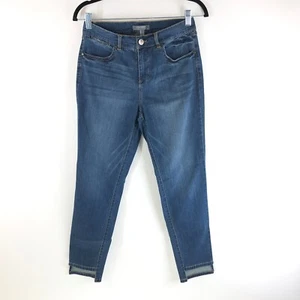 Lisa Rinna Collection Womens Step Hem Jeans Skinny Stretch Dark Wash 6 - Picture 1 of 5