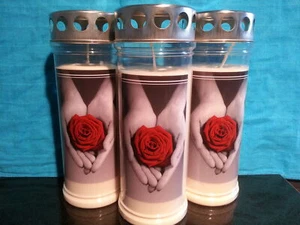 12x JEKA 7 Tage Motiv Grabkerze, Rose / Hand |Grablicht, Öllicht, Grabschmuck - Bild 1 von 3