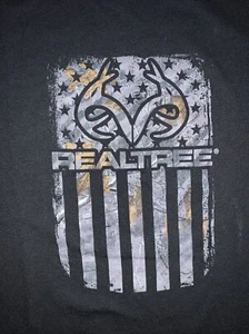 XL Real Tree Black Dog Tag American Logo T-Shirt NWT (RT2) - Picture 1 of 4