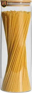Pasta Storage Jars: Spaghetti Container Glass Pasta Jar with Bamboo Lid, Airt... - Picture 1 of 1