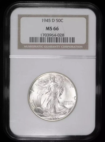1945 D Half Dollars Liberty Walking NGC MS-66 Cover