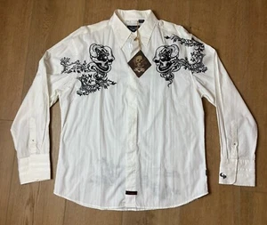 Fender Custom Shop Shirt Mens Size XXL Stitched White Black Button Up Skeleton - Picture 1 of 11