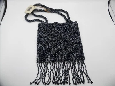 NEW with Tags "Ten Thousand Villages" Small Hand Beaded Evening Purse Gray/Black - Image 1 of 3
