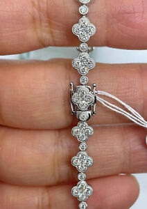 5.50Ct Round Lab Created Diamond Women's Clover Bracelet 14k White Gold Plated