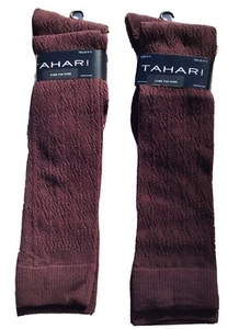 NWT~ TAHARI ~2 pr Women's Dark Wine Patterned Knit Over the Knee Socks ~ Sz 9-11 - Picture 1 of 4