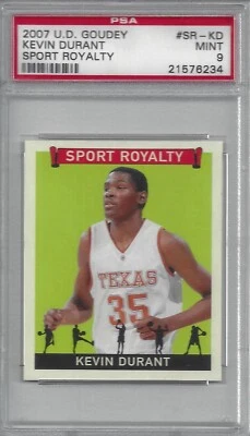 Tarjeta de novato Kevin Durant Upper Deck Goudey 2007: Sport Royalty RC #SR-KD PSA 9 Foto 1 de 2