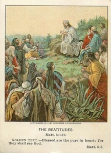 Christian Picture Lessons Card The Beatitudes 1912 - Picture 1 of 2