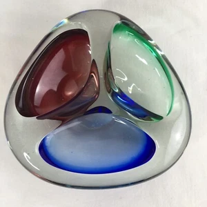Vintage Mid Century Kunst Glas Schale mundgeblasen Ornament italienisch schwer - Bild 1 von 12