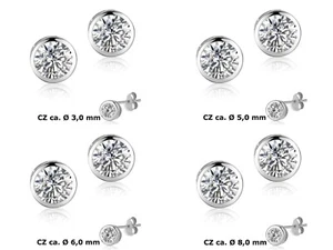 Pendientes Plata 925 Con Circonia Blanca 4.0 - 6.0 -7.0 - 9.0mm 1 Par - Imagen 1 de 9