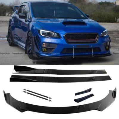 For Subaru Impreza WRX STI Front Bumper Lip 86" Side Skirt Rear Bumper Lip Black - Изображение 1 из 4