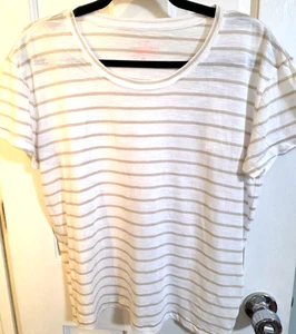 Vineyard Vines XS Women Pullover Grey Striped short sleeve Surf Tee Cotton NWT - Picture 1 of 9