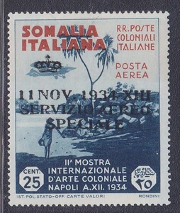 KOLONIEN SOMALIA 1934 LUFTPOST ÜBERDRUCKT 25c Nr.2 MLH * KOSTENLOSER VERSAND POST1 - Bild 1 von 2