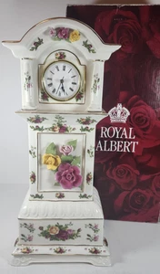 Royal Albert Old Country Roses Grandfather Clock 15 1/2" Working NIB - Picture 1 of 19