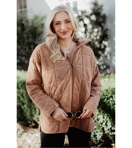 Schmeichelnde Steppjacke mit Muster Damen Größe S braun - bequem mit Stil - Bild 1 von 4