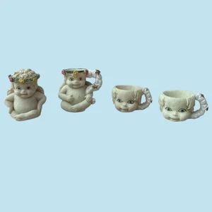 Vintage Cherub Engel Gesicht Mini Becher Pflanzgefäß Harz Figur 2-3" Ersatzstück - Bild 1 von 4
