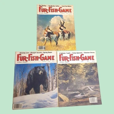 Lot of 3 1985 1986 1987 Vintage Fur-Fish-Game Magazines - Hunting Fishing - Image 1 of 4
