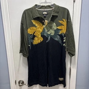 Tommy Bahama “leaf It Up” polo shirt men's Large blue floral short sleeve Nwt - Picture 1 of 9