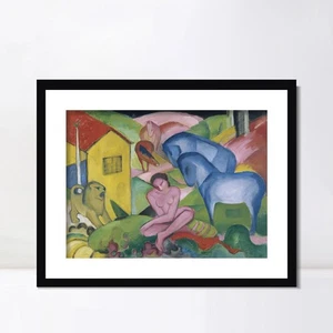 Framed Canvas Art Giclee Print The Dream by Franz Marc Home Office Decorations - Picture 1 of 23