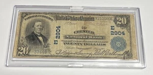 RARE 1902 $20 CHESTER, PA (Ch #2904) National Currency Bank Note ‘Plain Back’ PB - Picture 1 of 8